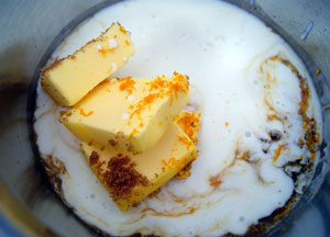 melting butter for apricot nut bread