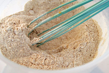 stirring buckwheat flour