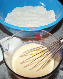 whisking the egg and buttermilk