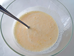 whisking buttermilk, egg and vanilla