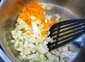 sauteing onion and grated orange zest