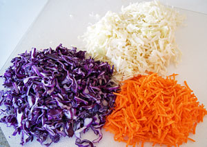 chopped vegetables for coleslaw