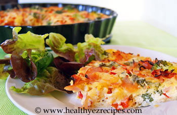 Slice of crustless broccoli quiche