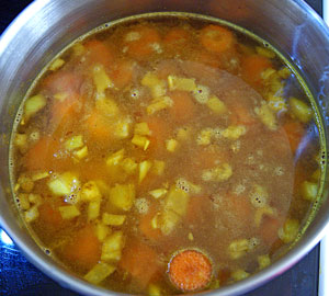 simmering carrot soup