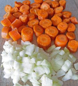 chopped carrots and onions