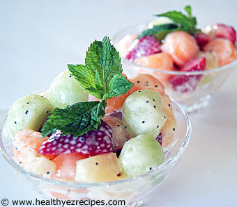 fruit salad with melon balls