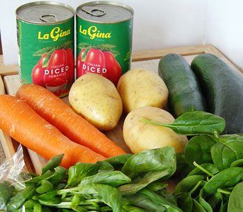 ingredients for Italian vegetable soup