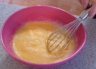 add egg whites to pumpkin puree and buttermilk