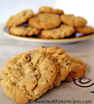 plate of healthy oatmeal chocolate chip cookies