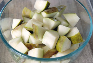 chopped pears for salad
