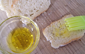 preparing ricotta cheese croutons