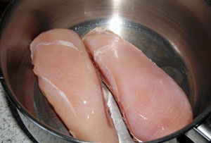 poaching chicken