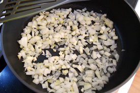 sauteeing onions for lasagna