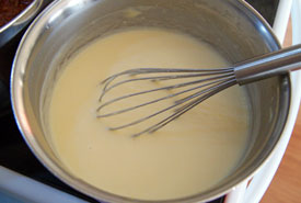 stirring white sauce