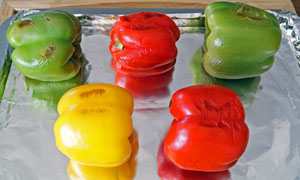 peppers roasting in the oven