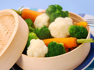 steaming vegetables