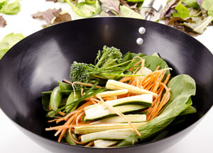 stir-frying vegetables