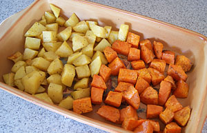 cooked potato and kumara for salad
