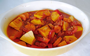 transfer vegetables to casserole dish