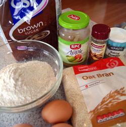 ingredients for blueberry bran muffins