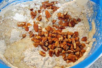pecans in buckwheat banana bread