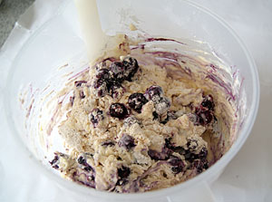adding blueberries