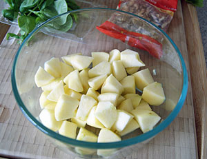 chopped apple for chicken waldorf salad