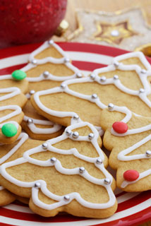 baked and decorated Christmas sugar cookies
