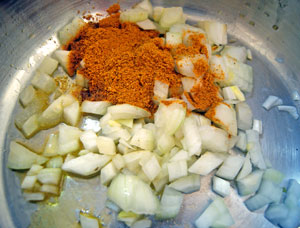 sauteing onions and curry powder