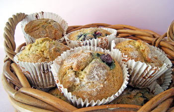 basket of healthy blueberry muffins