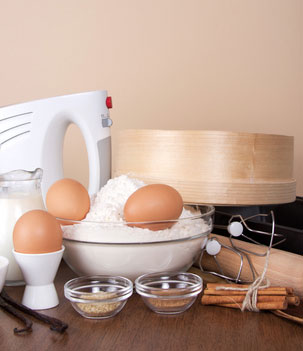 ingredients and utensils ready to bake