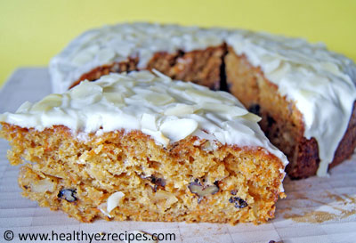 slice of low fat carrot cake