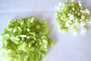 chopped vegetables for potato salad