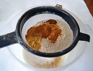 sifting flour and spices
