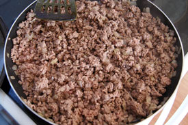 cooking ground beef for lasagna