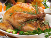 roasted turkey on plate with vegetables