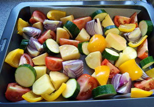 mixed vegetables ready to roast