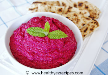 bowl of roasted beetroot dip