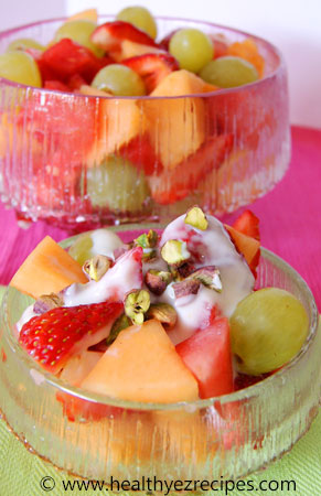 sweet and spicy fruit salad in a bowl