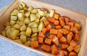 cooked potato and kumara for salad