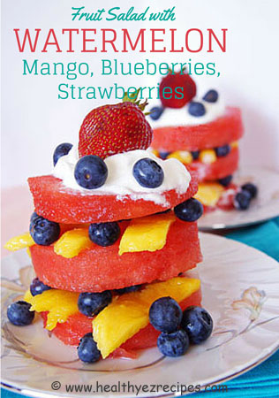 watermelon fruit salad stack