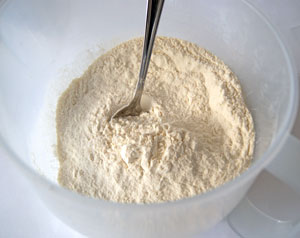 sifting flour for pancakes